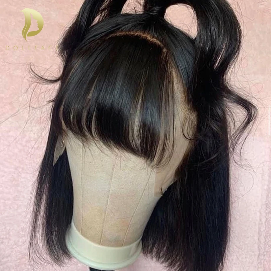 Короткий парик из натуральных волос pixie cut прямые черные волосы remy для