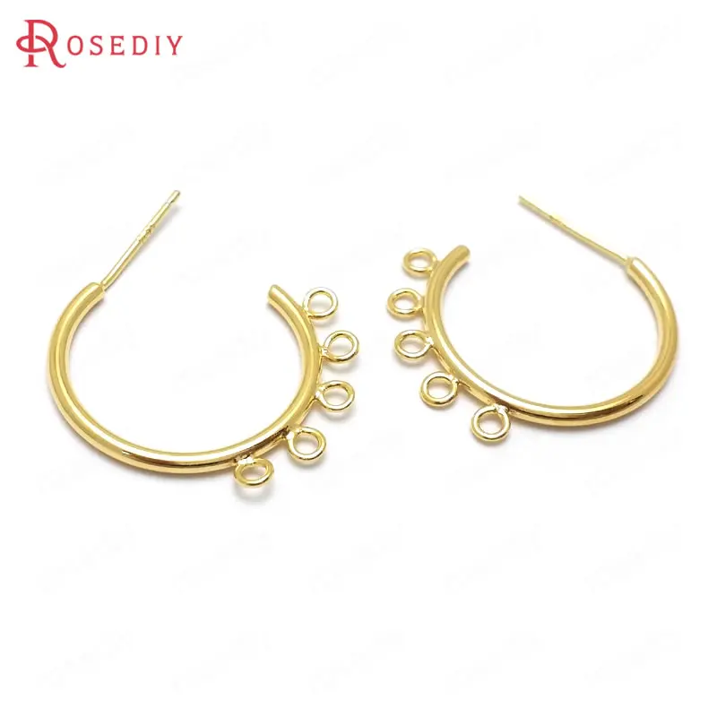 Серьги-гвоздики с 5 отверстиями для подвешивания из латуни 24 х20 мм К 6 шт. |