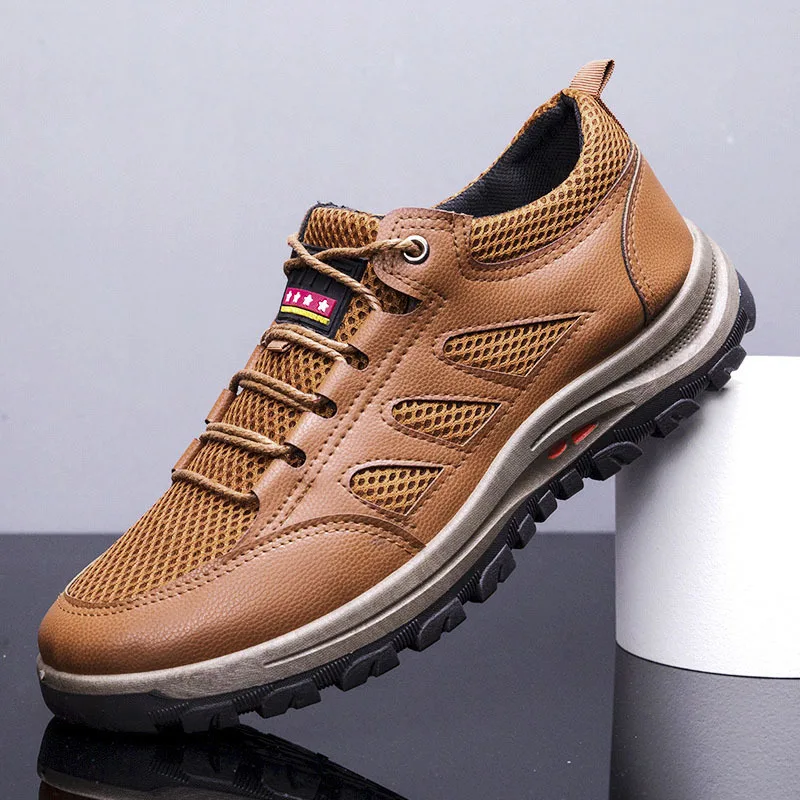 

Men's Shoes 2021 Summer New Mountaineering Net Shoes Fashion Shoes Leather Upper Climbing Shoes Breathable Leisure Shoes 39-44