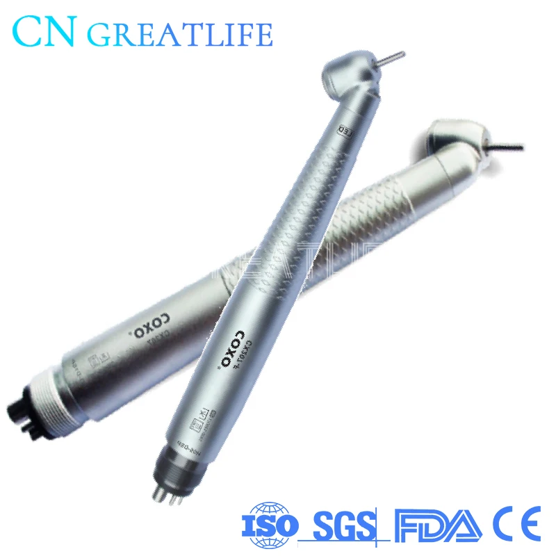 

COXO CX207-F Push Button 3 Way Spray 3 Air 45 Degree Led Coxo Handpiece High Speed Dental Handpiece Led with Generator