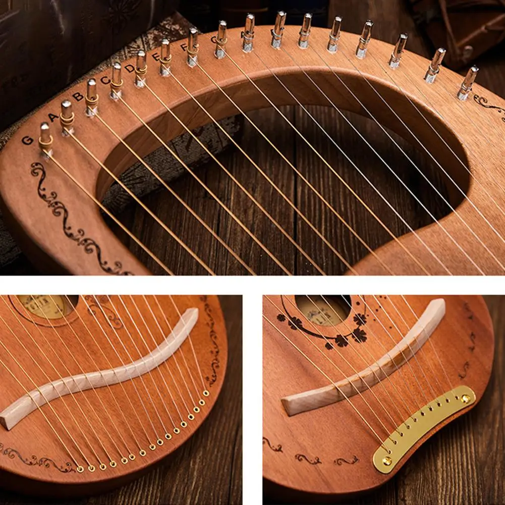 39x27 см Lyre Harp красное дерево 16 струн записей портативный стабильный звук Качество