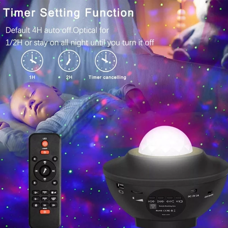 

Galaxy Projector Starry Sky Led Night Lights Music Starry Water Wave USB Bluetooth proyector de galaxia Sound-Activated Lighting