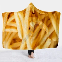 french fries hooded blanket 3d all over printed wearable blanket for men and women adults kids fleece blanket
