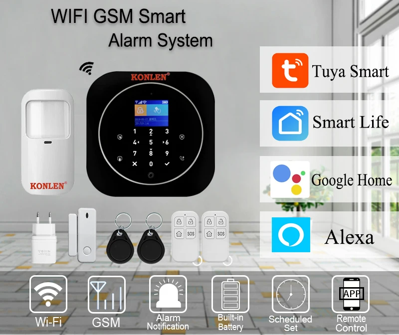 Wifi Tuya Smart GSM домашняя сигнализация комплект беспроводной домашней безопасности с ip-камерой оповещение о взломе приложение управление Google Home Alexa