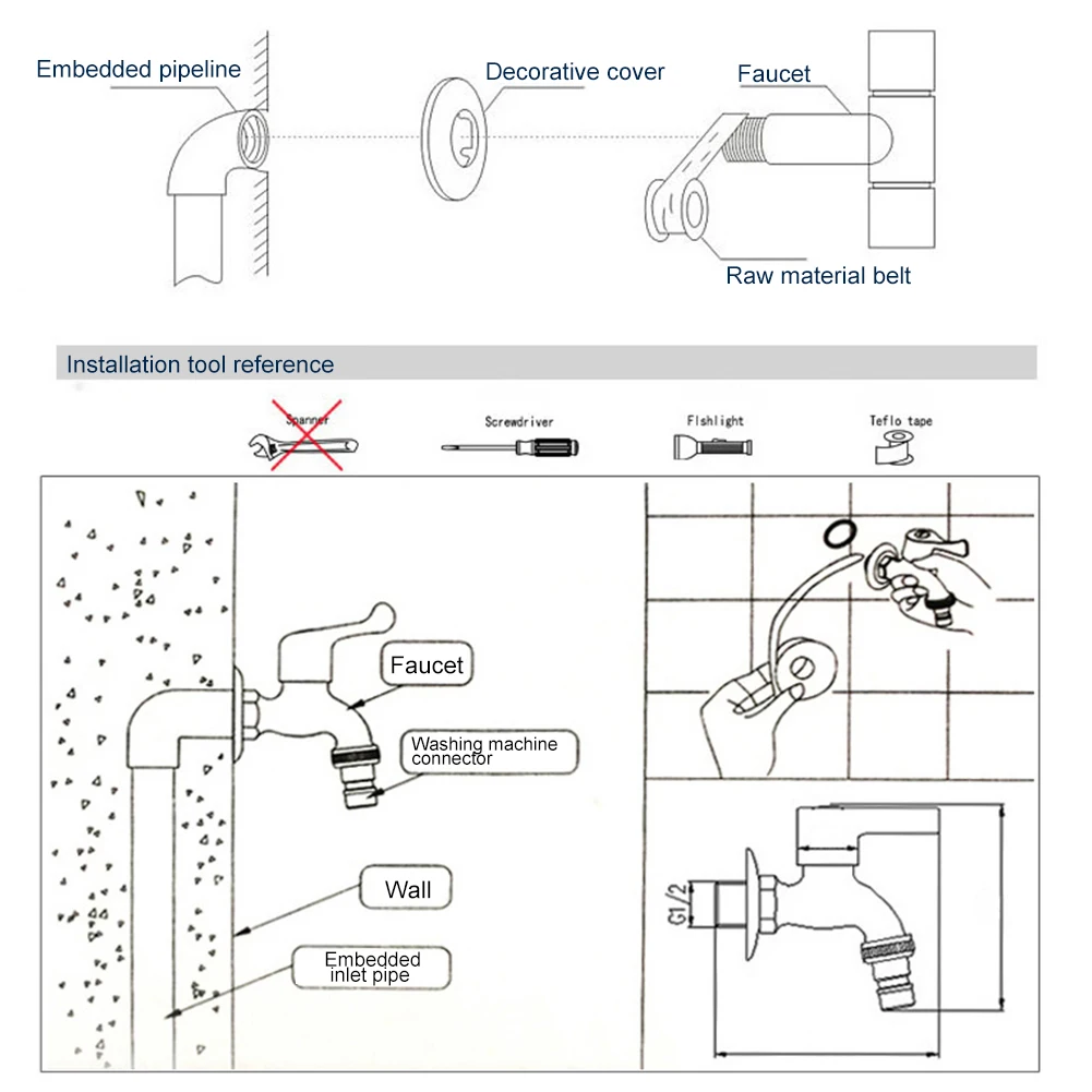 

Wall-mounted faucet brass retro small faucet outdoor kitchen bathroom garden zinc alloy faucet decoration