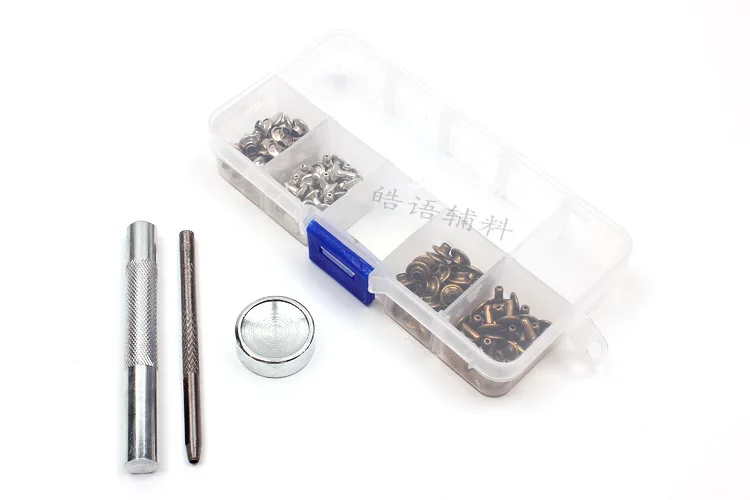 50 комплектов заклепок + набор инструментов для установки зеленый бронзовый