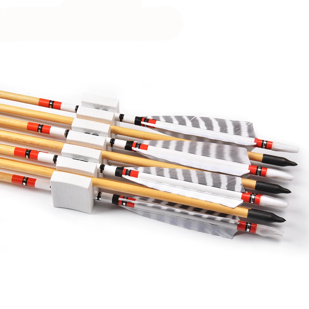 6/12/24Pcs Spine 500 Diameter 8.5mm Wooden Pine Arrow AndTurkey Feather For Recurve Compound Bow Longbow Archery Shooting | Спорт и