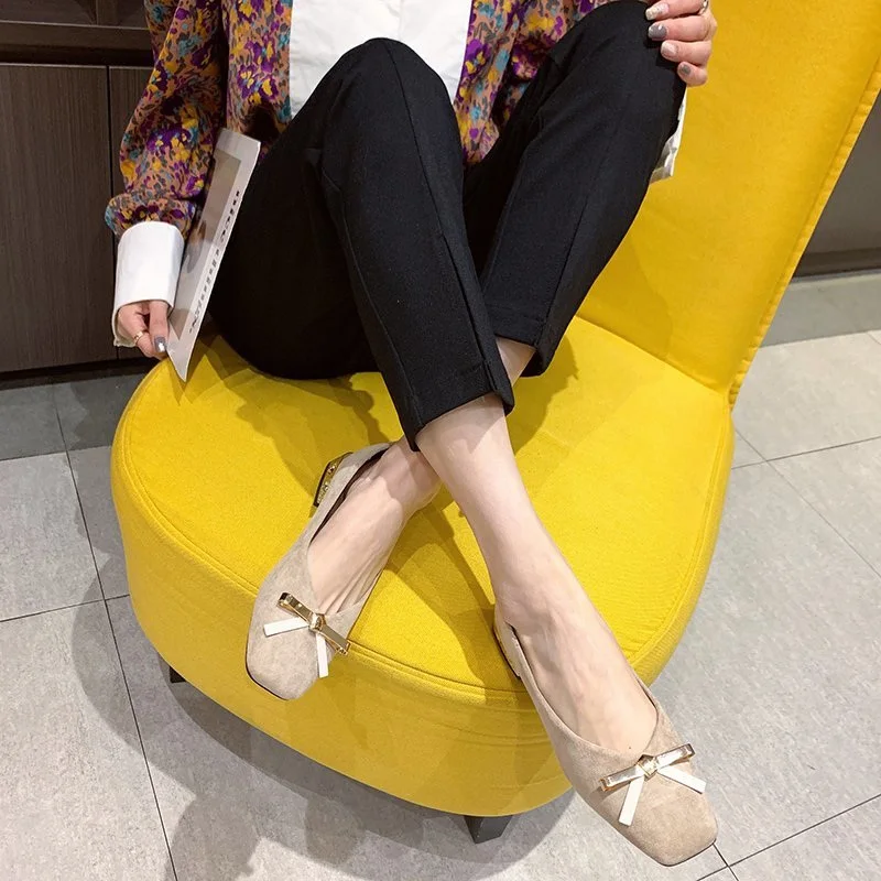 

Casual Woman Shoe Low Heels Shallow Mouth Modis Female Footwear All-Match Square Toe Summer Retro Grandma New 2021 Moccasin