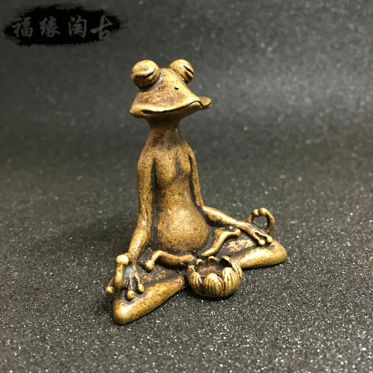 Сборная китайская латунная резная Красивая лягушка лотос чай подставка для