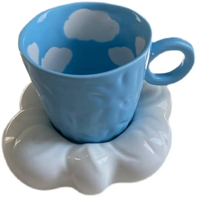 

Blue Sky and White Clouds Ceramics Mugs with Tray Coffee mug Milk Tea office Cups Drinkware the Best birthday Gift for Friends