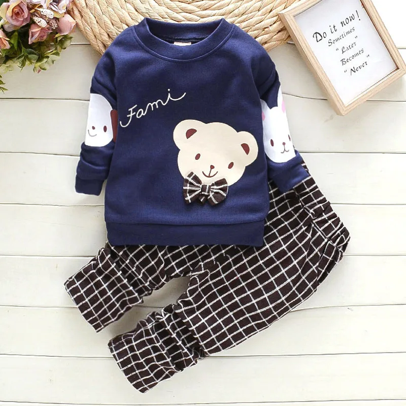 

children Clothing Set Spring Autumn Fashion Cotton Tops+pants 2pcs Kids Boys Girls Outfits For 1-4Y Cartoon Clothing