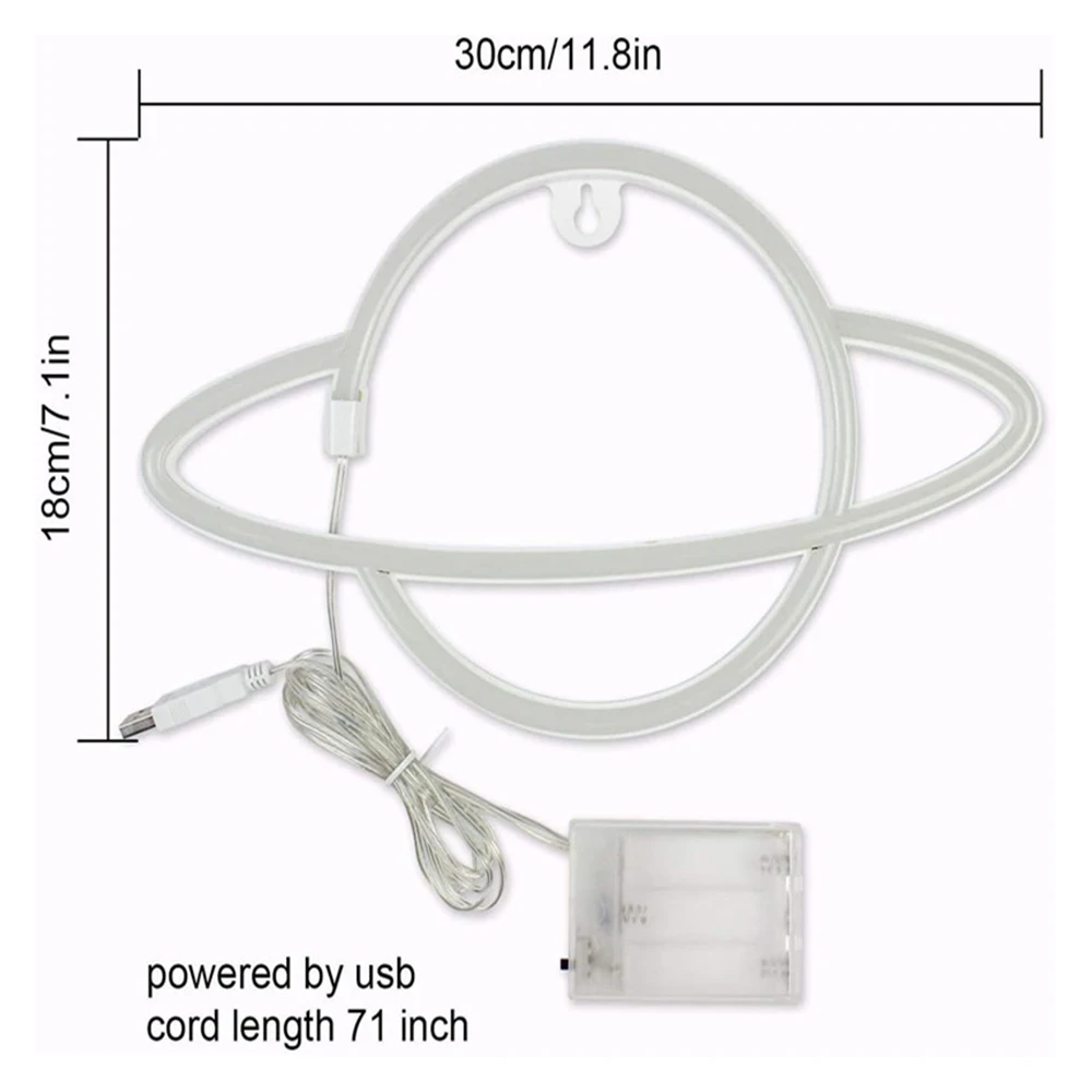 Светодиодный неоновый светильник эллиптический знак в форме планеты креативный