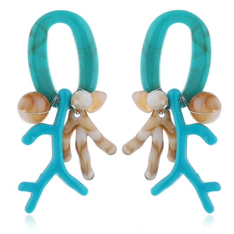 E Blue Boho Цветок Для женщин мотаться себе серьги смоленая оболочка коралловый слоев серьги винтажная Этническая биж - Окраска металла: E Blue