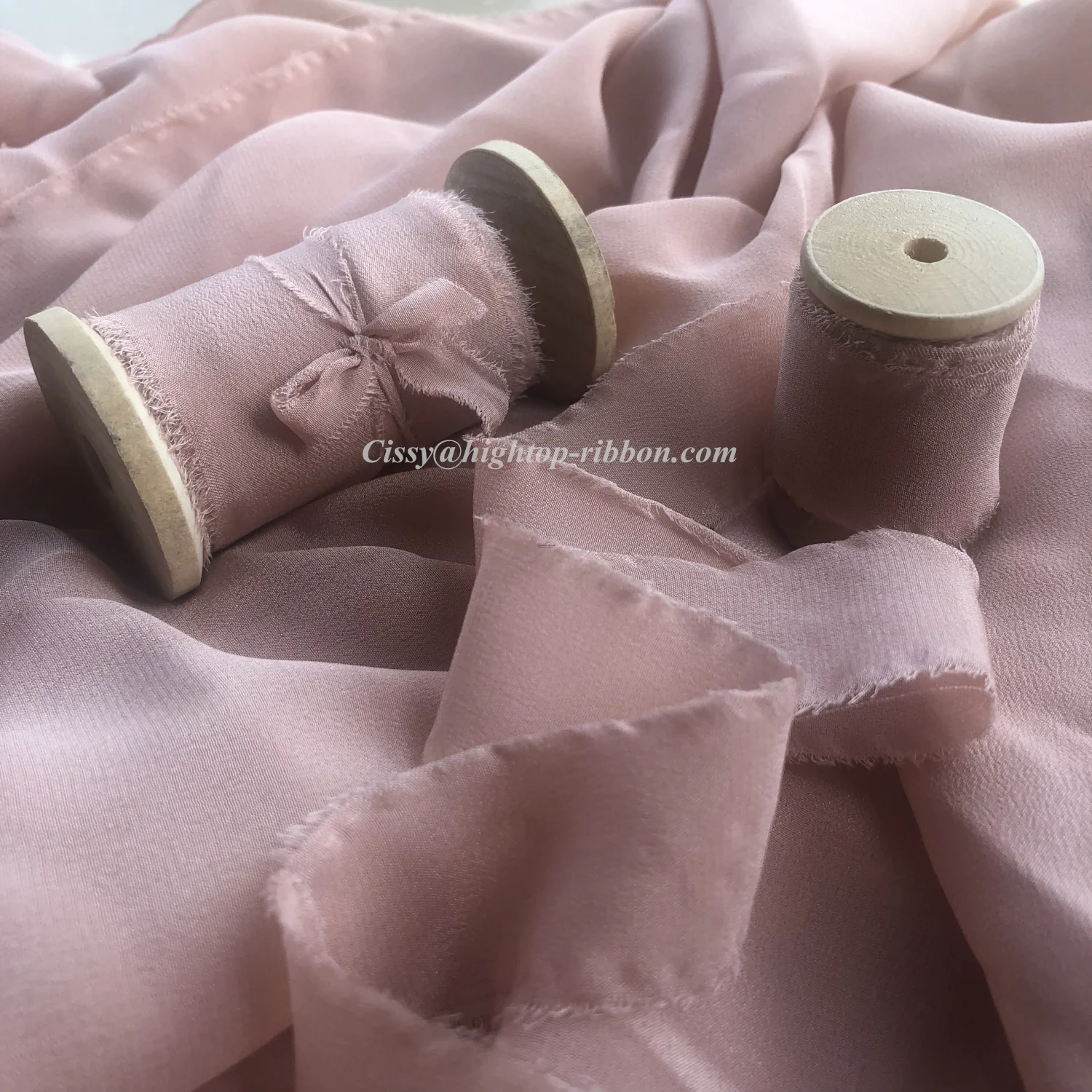 ins style 25mm 32mm 50mm Pure Silk Thin Frayed Edge Ribbon for wedding ribbon package ribbon