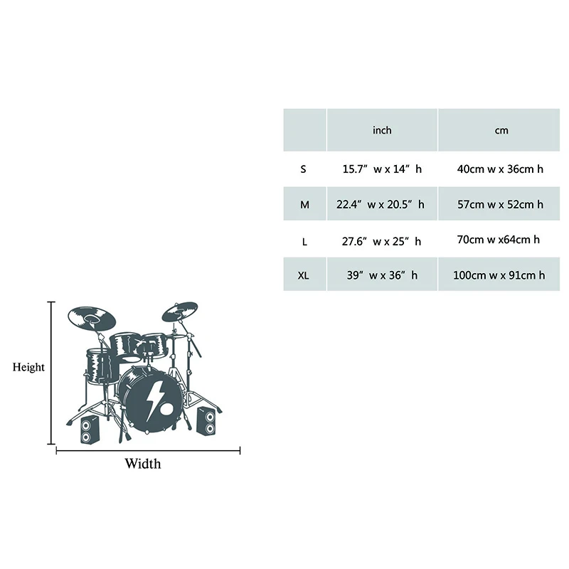 

Drum set wall decal, music instrument decal, custom drum set vinyl sticker, boys bedroom decor, band music mural