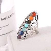 ethnic style colorful rhinestone hollow womens opening ring for engagement party jewelry copper adjustable accessories