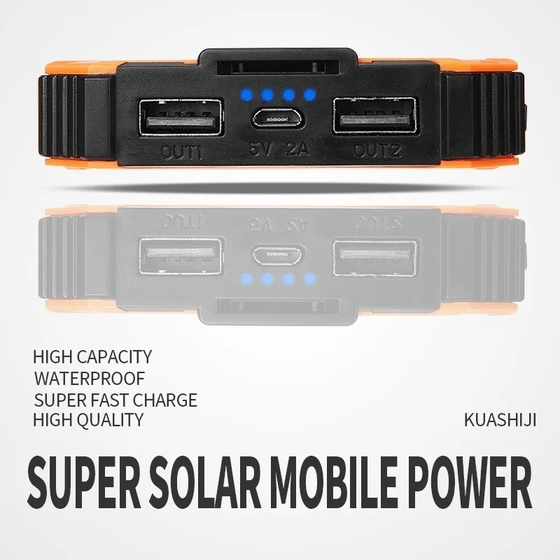 

Huge Capacity Solar Power Bank 50000mAh Dual-USB Waterproof Solar Power Bank Battery Charger For All Phone Iphone Huawei Xiaomi