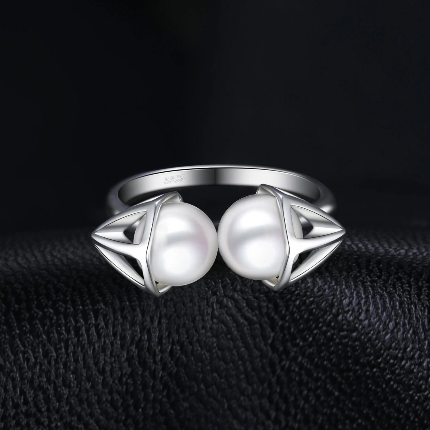 Ювелирные изделия, 0.4ct, двойное круглое кольцо с культивированным жемчугом, Открытое кольцо, 925 пробы Серебряное ювелирное изделие, трендовые кольца на палец для женщин