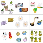 2  6 шт.компл. мультяшная эмалированная брошь в виде кактуса, цветка, поезда, билета, астронавта, чашки, значок, джинсовое пальто, рюкзака, лацканов, значки, ювелирные изделия