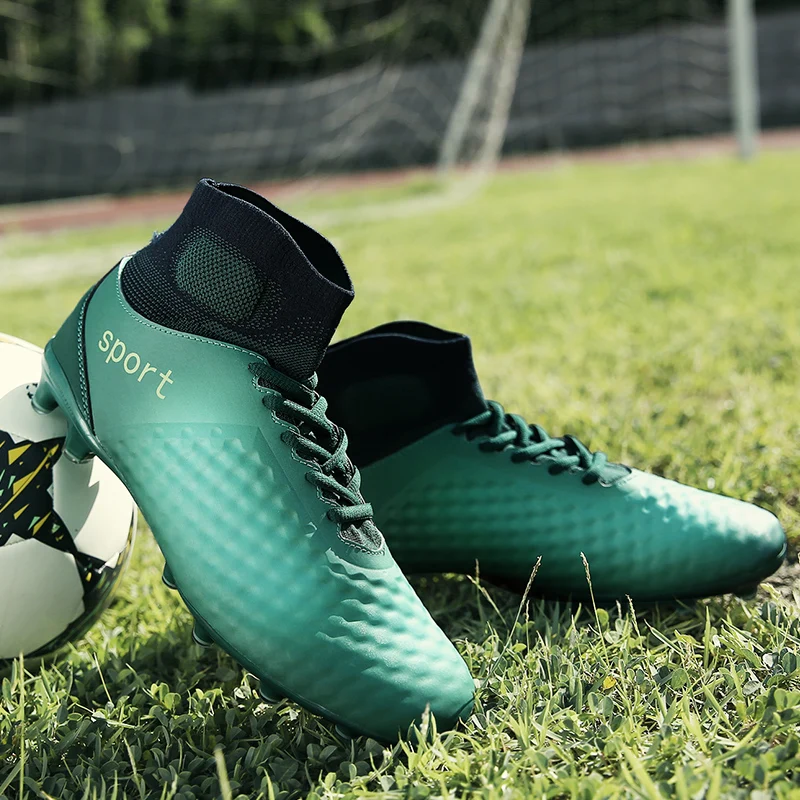

2021 Soccer Shoes for Men Football Boots High Ankle Soccer Cleats Waterproof Sport Sneakers Futsal Shoes 39-45