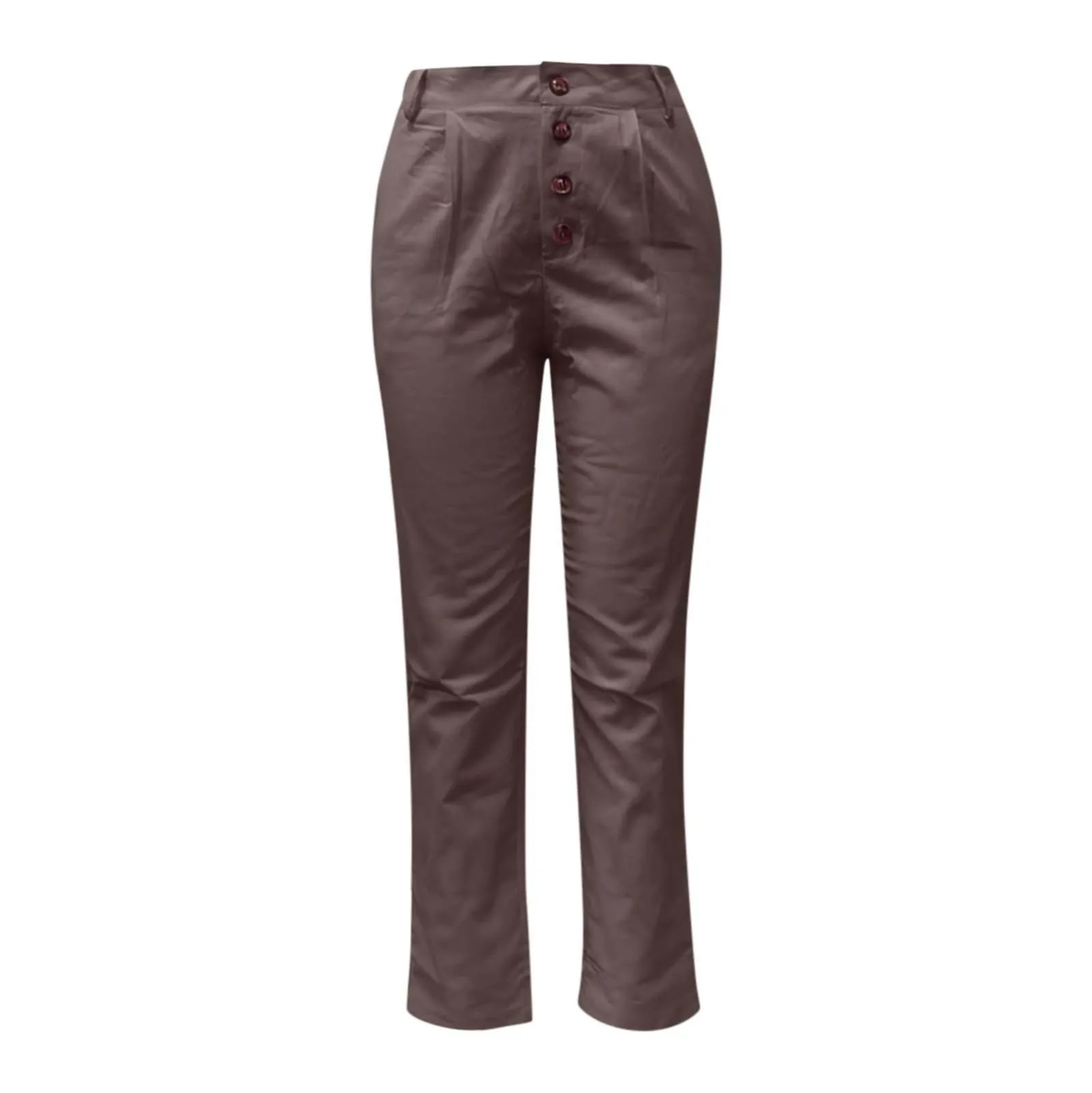 

Women Pants Ladies Solid Color Pocket Buttons Casual All-match Pencil Pants Plus Size S-2XL Spring Summer Straight Slim Trousers