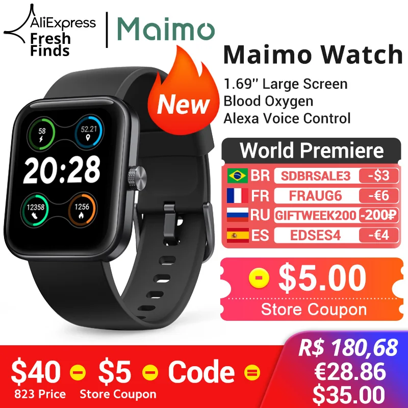 【Мировая премьера】 Глобальная версия Maimo Smart Watch 1.69 &quotКислород крови 10 дней