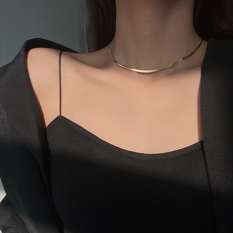 

Kpop Women's Necklace Gold Collar Necklace Thin Neck Chain Minimalist Jewelry 2021 Girls Collar Necklace