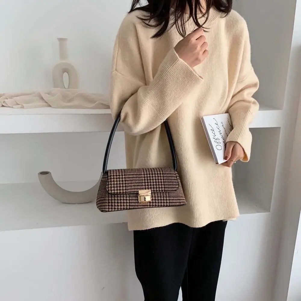 Женская сумка через плечо тоут в клетку Модный узор повседневная простая Wild