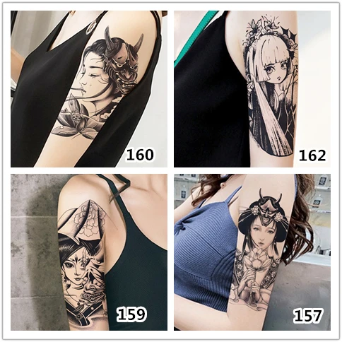 Тату-наклейка водостойкая для мужчин и женщин стойкий цветок на руку гейши в