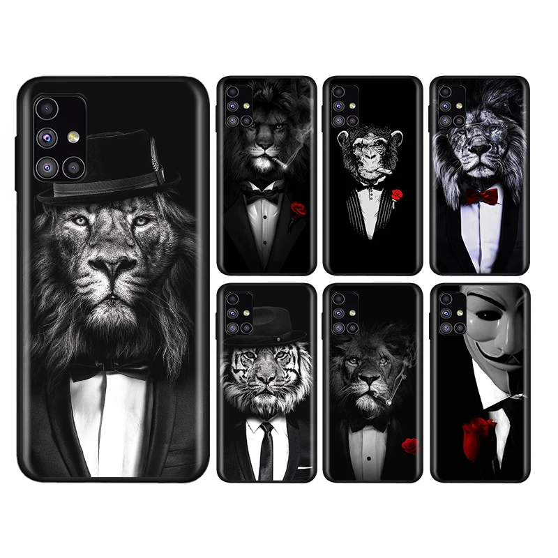 

Suit gentleman lion For Samsung Note 20 10 9 8 Ultra lite Plus Pro F62 M62 M60 M40 M31S M21 M20 M10S Soft Phone Case