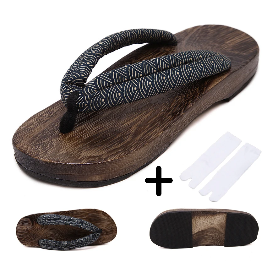 

Wooden Outdoor Men Slippers Beach Wear Flip-Flops Japanese Traditional Clogs Geta Cosplay Paulownia Shoes Kimono Samurai Flats