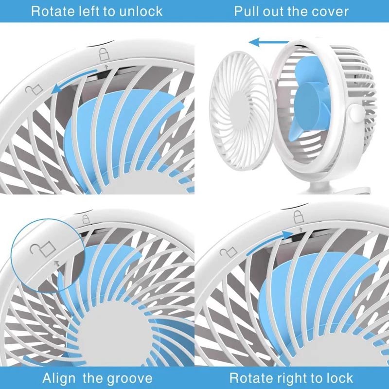 -Stroller Fan Clip On Battery Operated Rechargeable 2500Mah Usb Cable 3 Adjustable Speed Desk Table Portabl | Бытовая техника