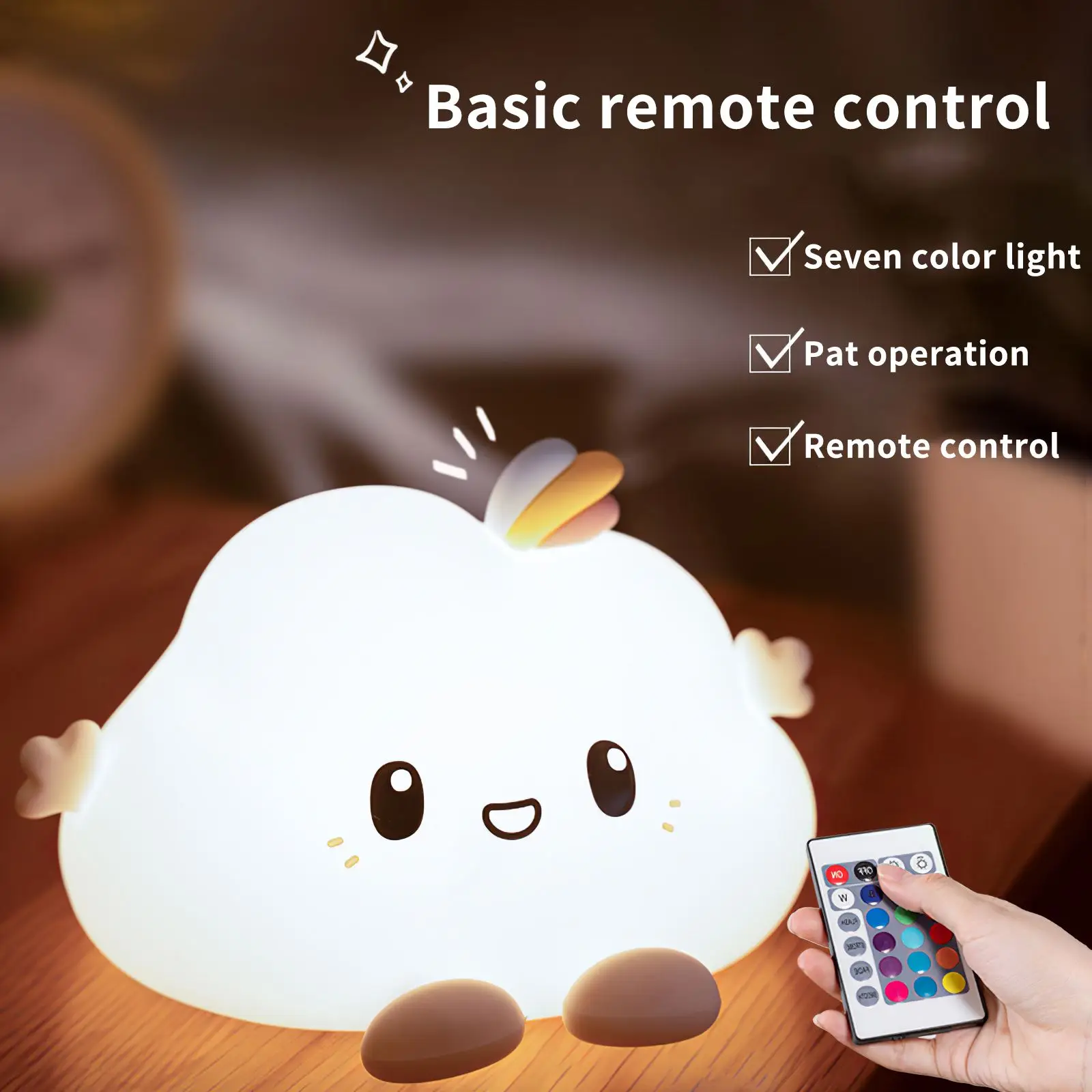 

Cute Cartoon Cloud Pat Light LED Night Light USB Rechargeable Color Changing Night Lamp Bedside Sleeping Lamp for Kids Baby Room