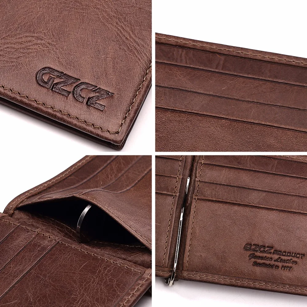 Кошелек GZCZ из натуральной кожи для мужчин и женщин Модный складной бумажник