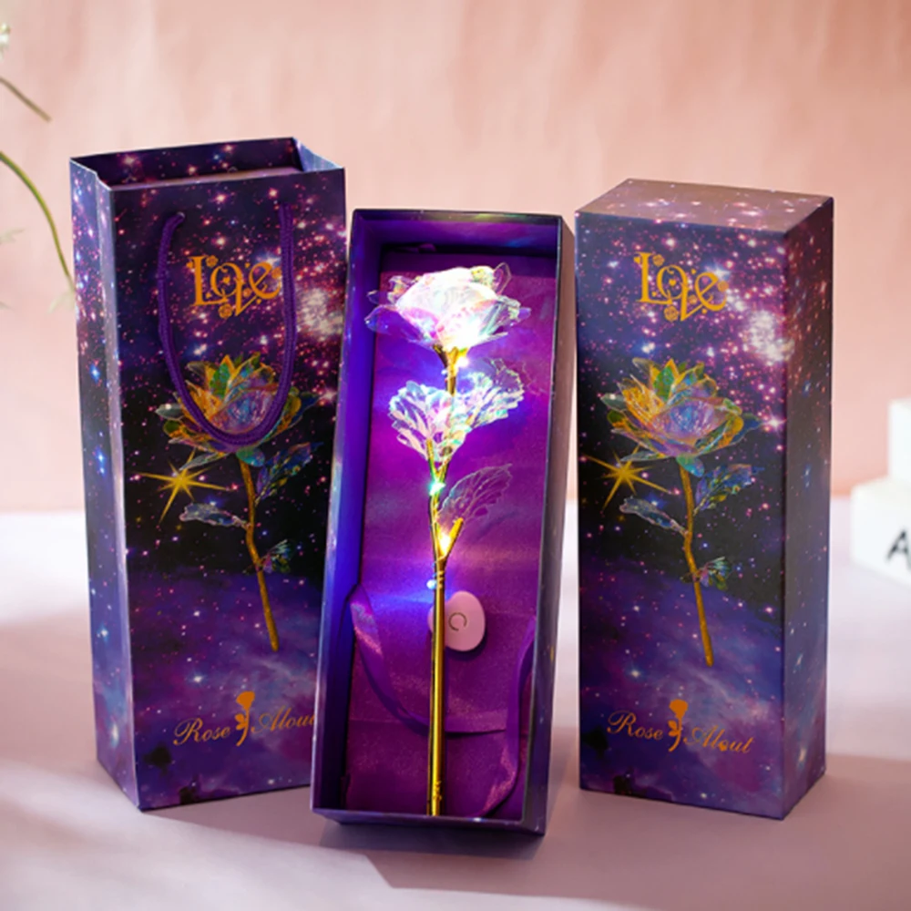 

24K Gold Foil Rose Flower LED Luminous Valentine's Day Gift1