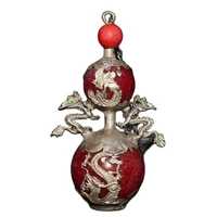 chinese old craft package silver dragon jade snuff bottle