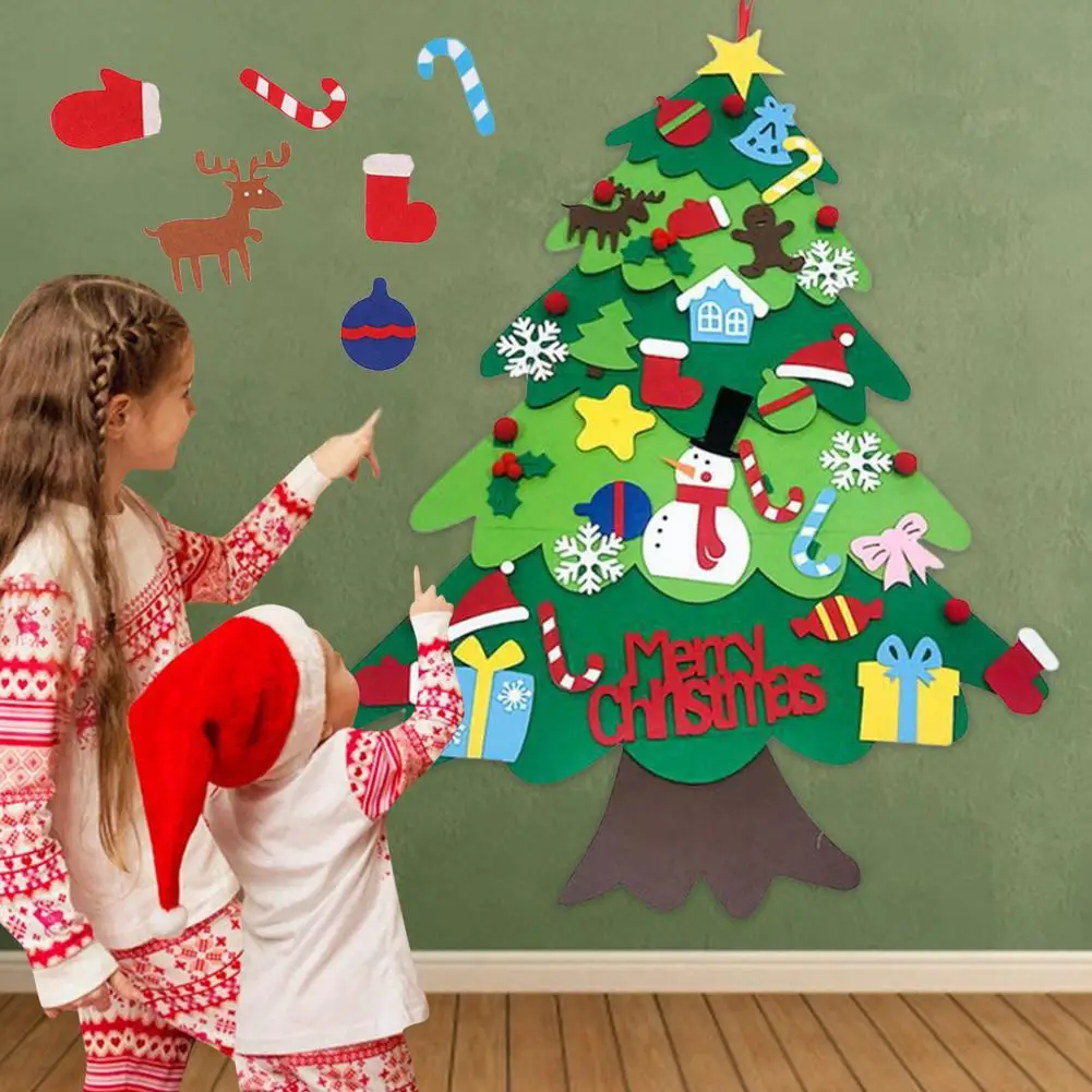 

DIY Felt Christmas Tree Christmas Decoration For Home Navidad 2021 New Year Christmas Ornaments Santa Claus Xmas Kids Toys