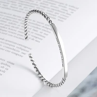 925 sterling silver female fashion bangles korean style simple smiley elegant open bangle for women girl sweet jewelry bracelets