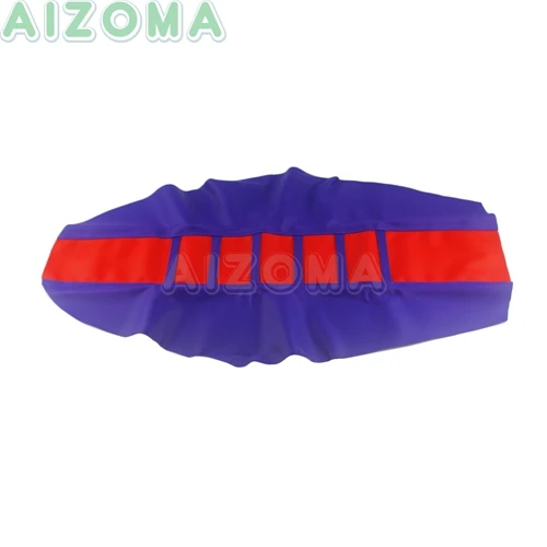 Blue with Red Универсальный Pro ребристый резиновый чехол для сиденья для Kawasaki Honda Yamaha Suzuki Husqvarna KTM Enduro внедорожный ATV Мотокросс протектор - Цвет: Blue with Red