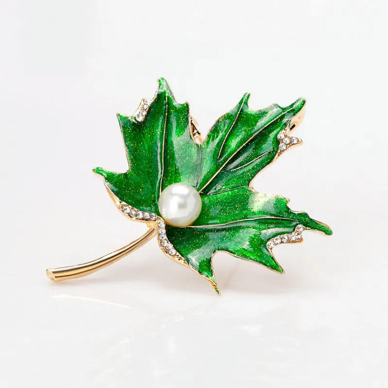 Модные эмалированные броши в виде листьев жемчуга для женщин 2020 Канада Кленовый