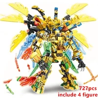 toy 4in1 2021 ninja series golden warrior mech mecha robot dragon season 14 building blocks classic model sets bricks kids kits