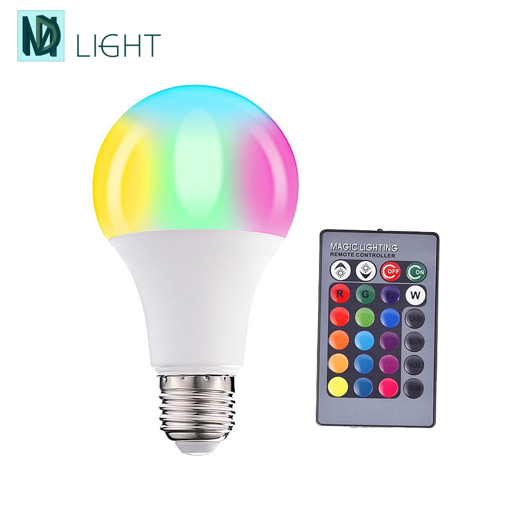 Пульт дистанционного управления Светодиодная лампа RGB E27 10 Вт + белый затемняемый