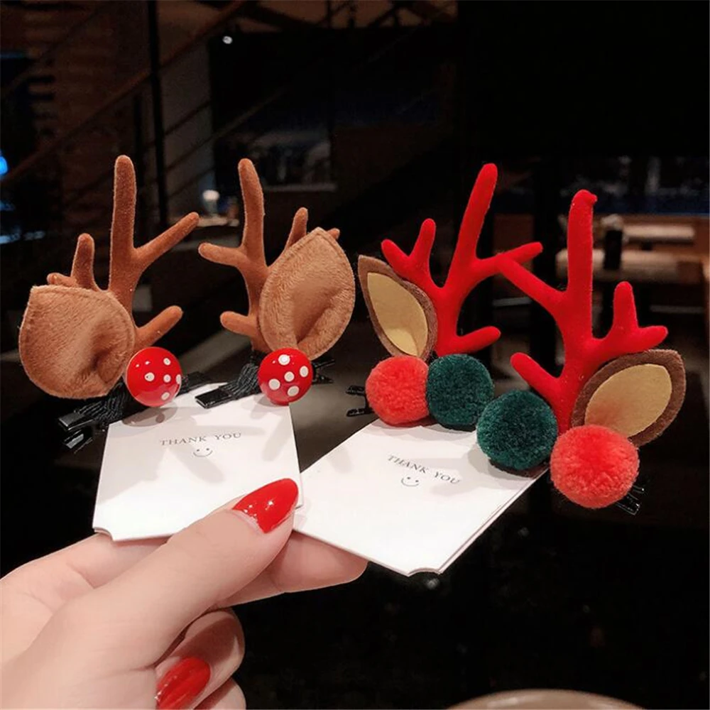 Заколки для волос в рождественском стиле украшения рога оленя 2 шт. головные