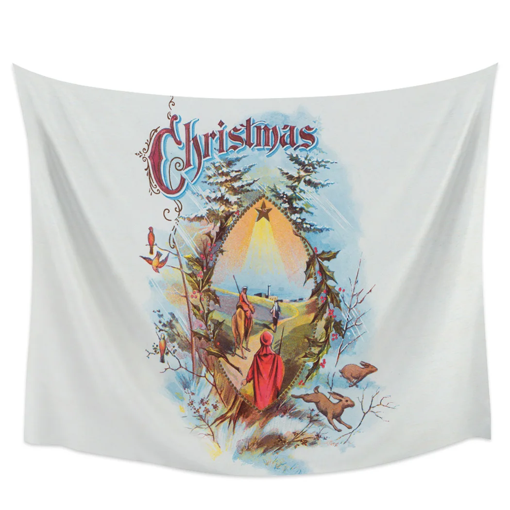 Рождественский гобелен винтажный иллюстрационный перекрестный настенный