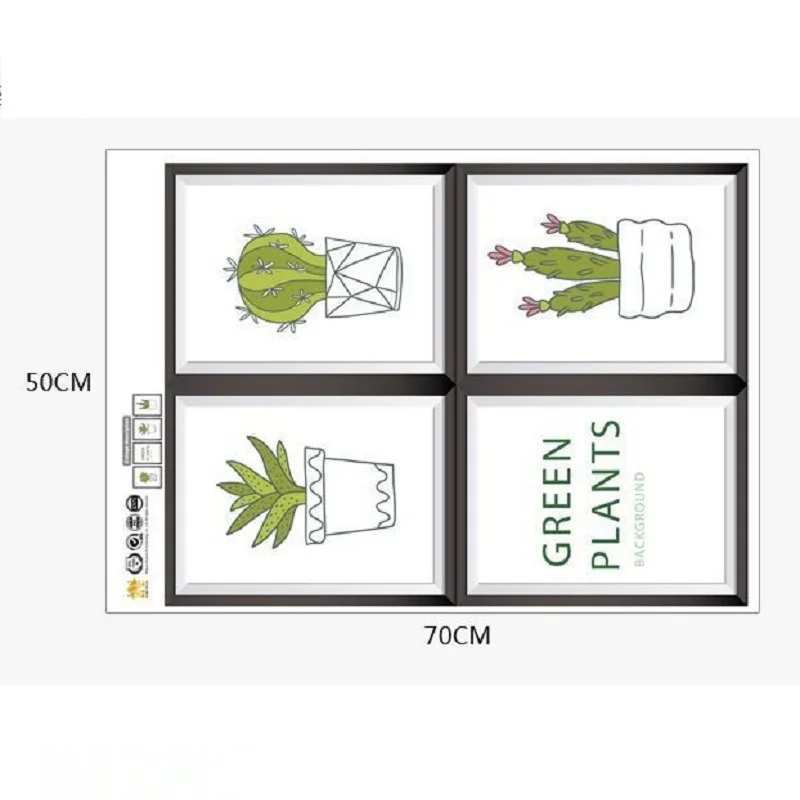 

Creative Prickly Pear Cactus Pot Pvc Frame Wall Art Sticker For Store Office Home Decoration Diy Pastoral Wall Mural Decal