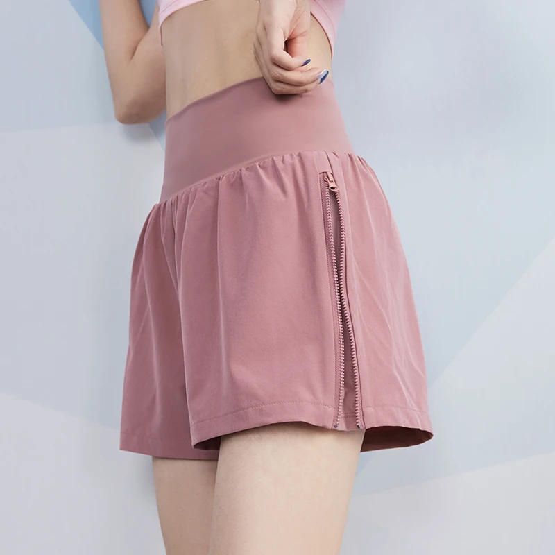 VANSYDICAL 2 в 1 шорты для бега женщин йоги тренажерного зала короткие брюки с молнией