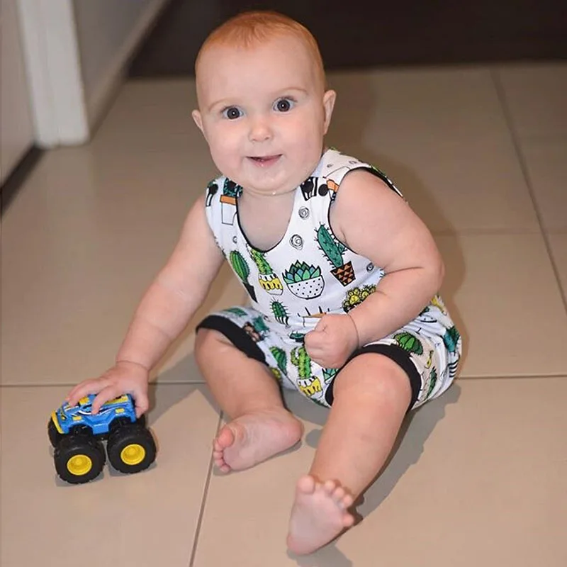 Brand Cute Newborn Infant Baby Boy Girl Kids Cactus Romper Jumpsuit Cotton Clothes Outfit Summer Sunsuit