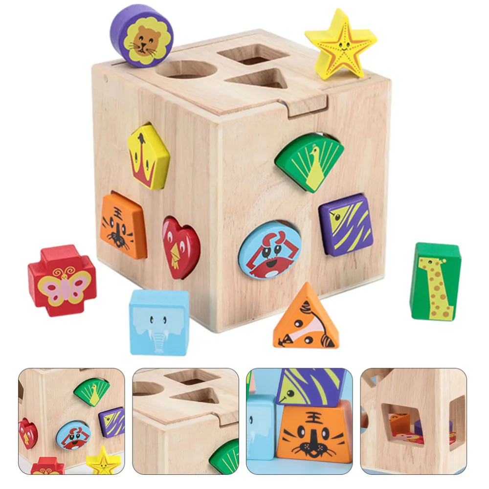 

1PC Cartoon Wooden Children Interesting Cognitive Animal Shape Matching