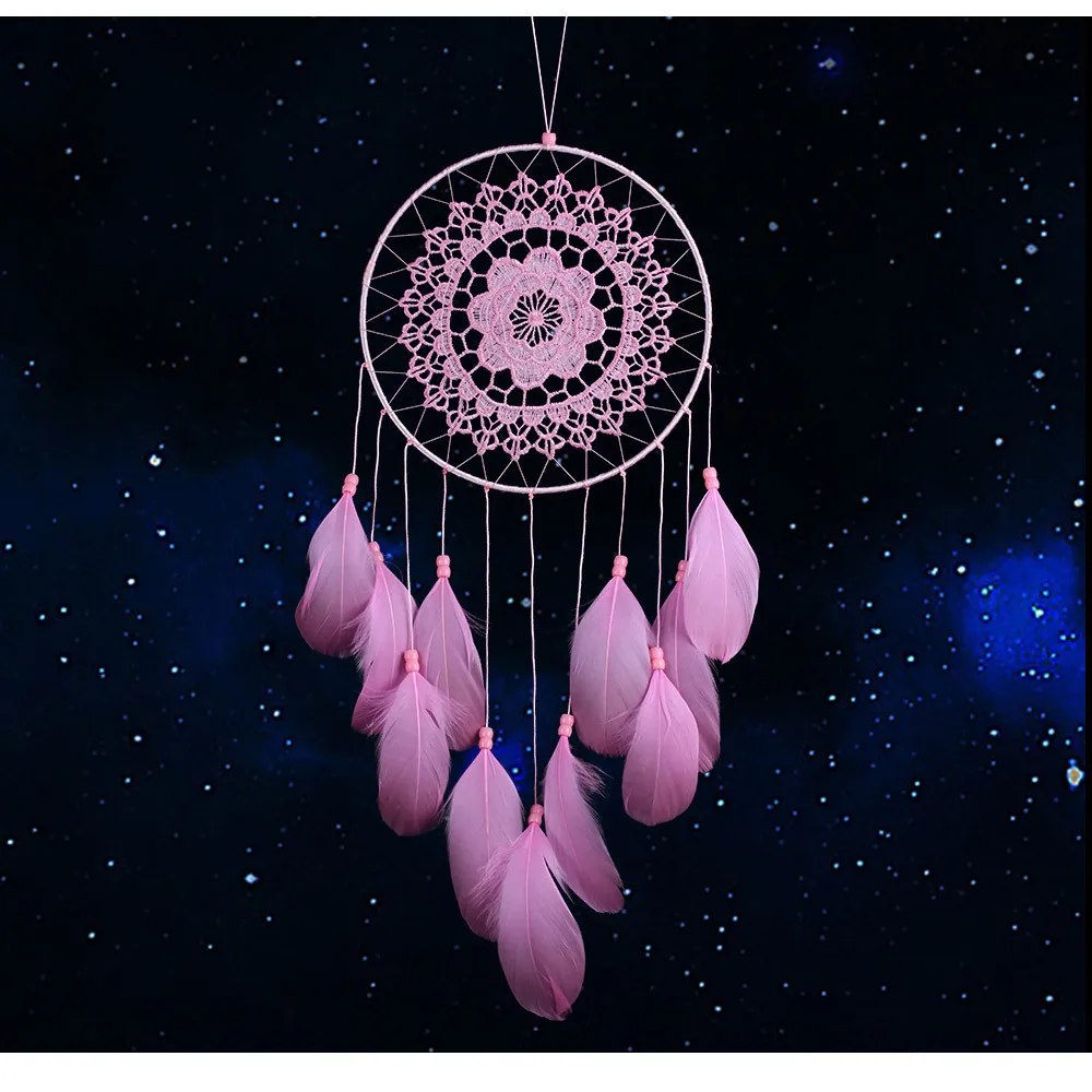 MS6013 Новое Розовое гусиное перо Ловец снов украшение для дома автомобиля