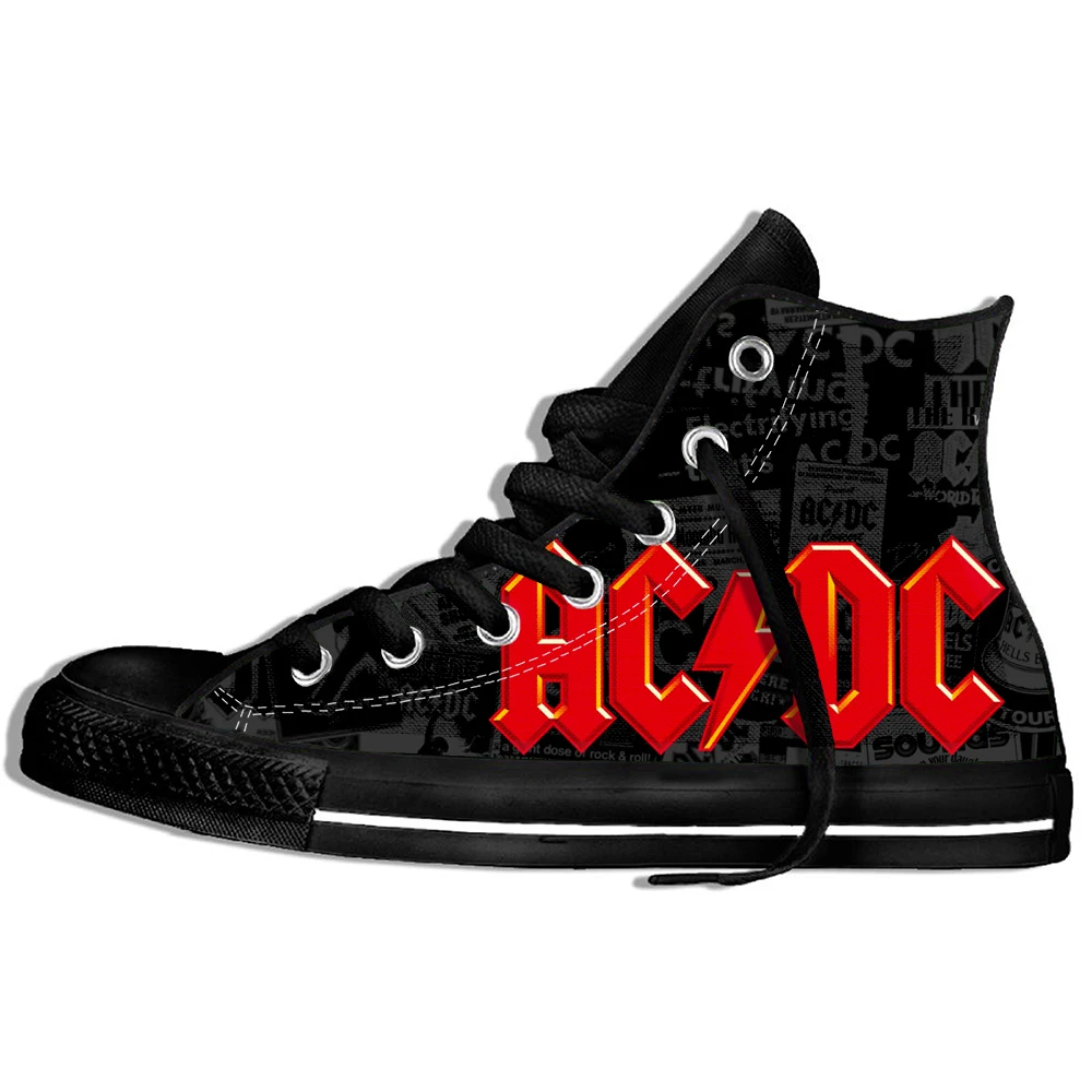2019 Горячая Мода Печать высокие кроссовки AC DC унисекс Повседневная легкая обувь |